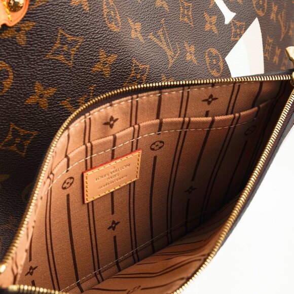 Louis Vuitton Brown Monogram "T" My LV Grey Stripe Heritage Neverfull GM - Picture 11 of 15